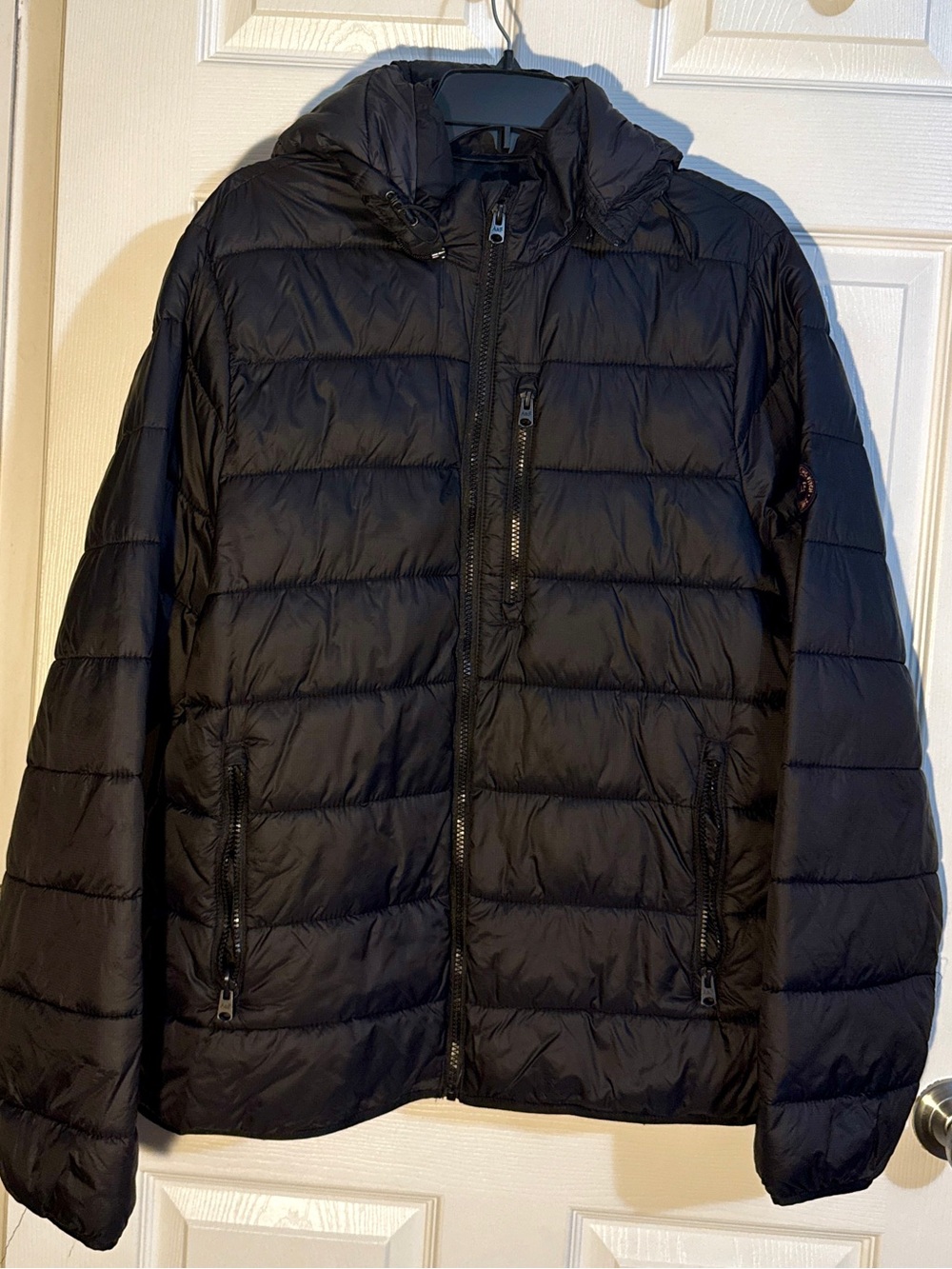 Abercrombie & Fitch Black Quilted Hooded Puffer Jacket